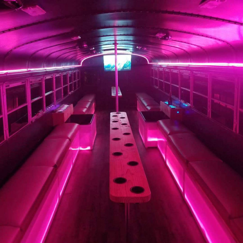 Party Bus Interior - Pink Lights