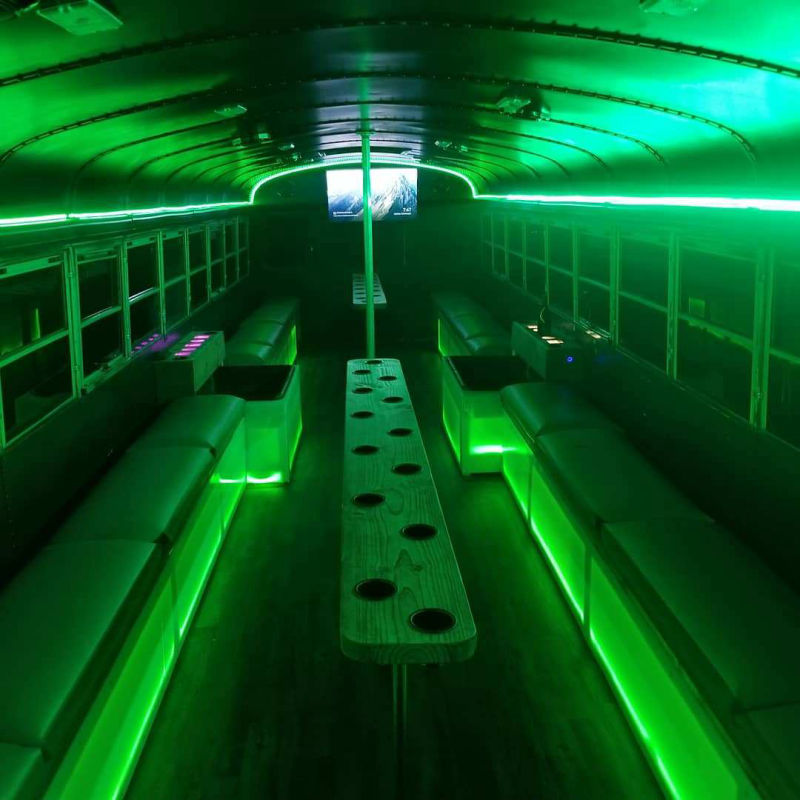 Party Bus Interior - Green Lights