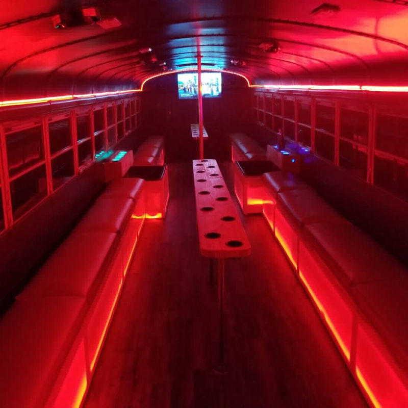 Party Bus Interior - Red Lights